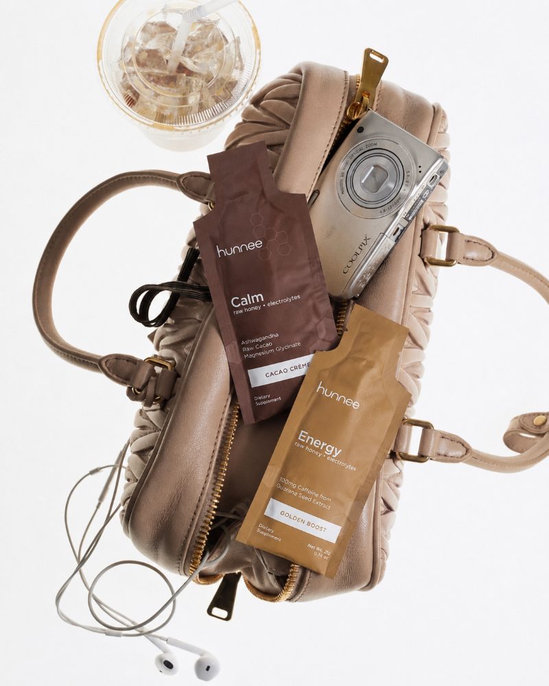 Hunnee sachets in a handbag